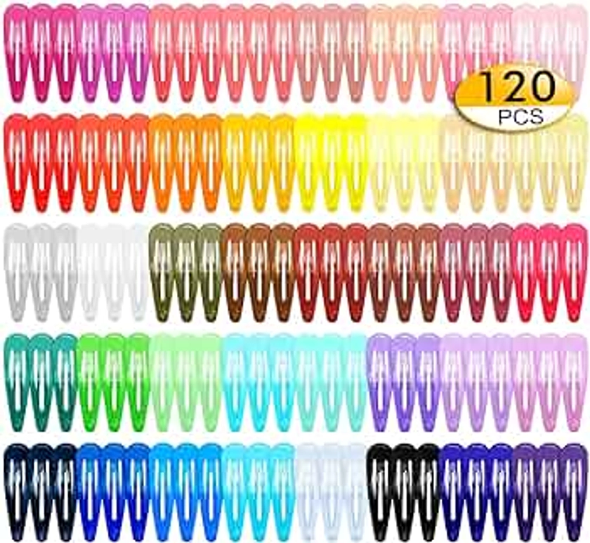 120 Pack Colorful Barrettes, 2 Inch Barrettes Metal Snap Hair Clips Candy Color Hair Accessories for Kids Teens, Toddlers,Women(40 Colors)