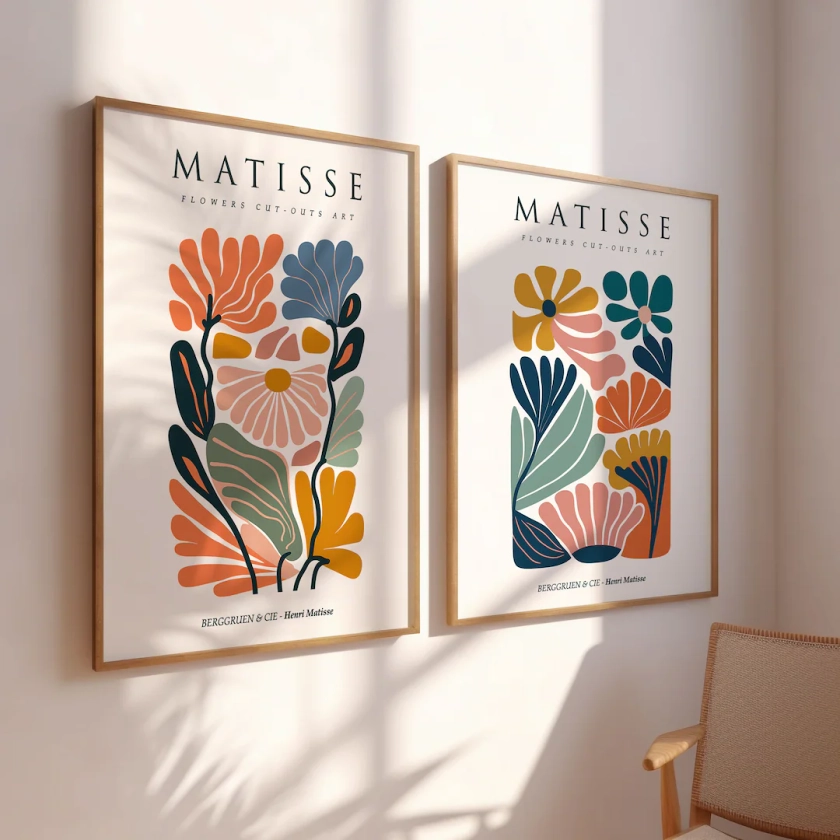Set of 2 Matisse Flower Market Prints, Boho Flower Art, Bedroom Wall Décor, Living Room Wall Print, Exhibition Mid Century Modern Art Prints - Etsy UK