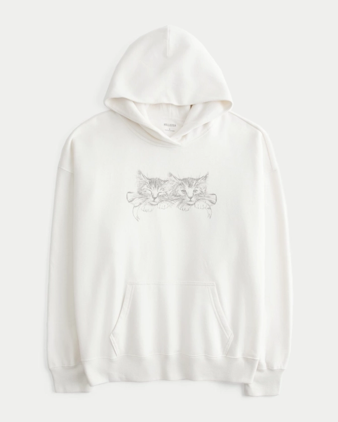 Women's Oversized Kitten Graphic Hoodie | Women's Tops | HollisterCo.com