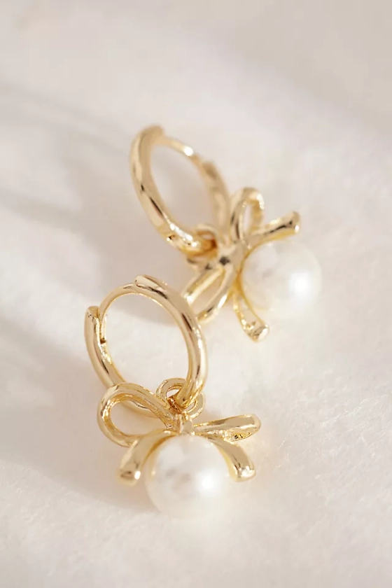 Pearl Bow Drop Earrings