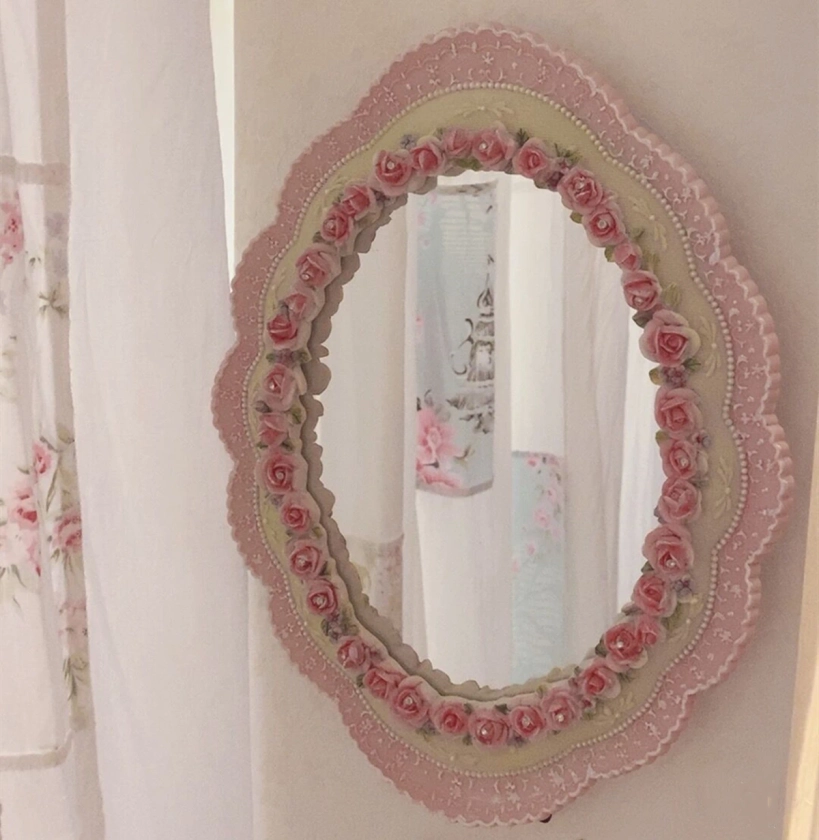 Grand miroir mural sur pied pour chambre à coucher, décoration de la maison, rose mental Hler, vintage et baroque, artistique et élégant