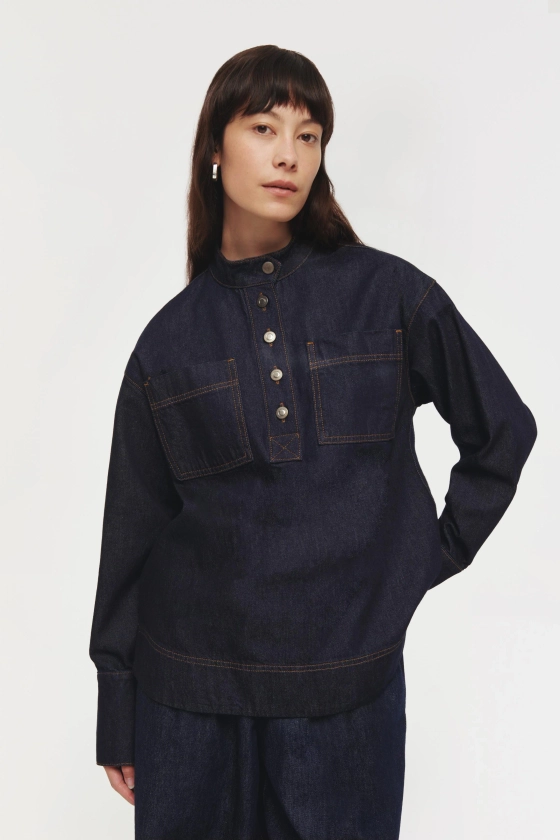 Suzie | Denim Top in Indigo | ALIGNE