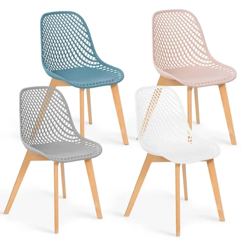 Lot De 4 Chaises Mandy Mix Color Pastel Rose, Blanc, Gris Clair Et Bleu - Chaise BUT