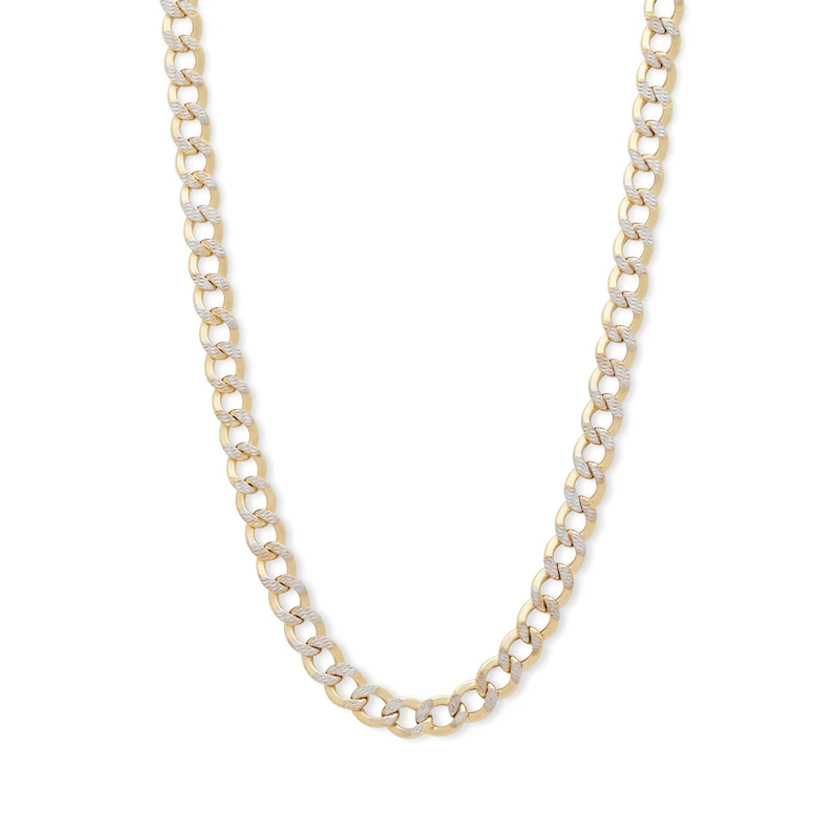 10K Semi-Solid Gold Cuban Curb Two-Tone Chain - 16" | Banter