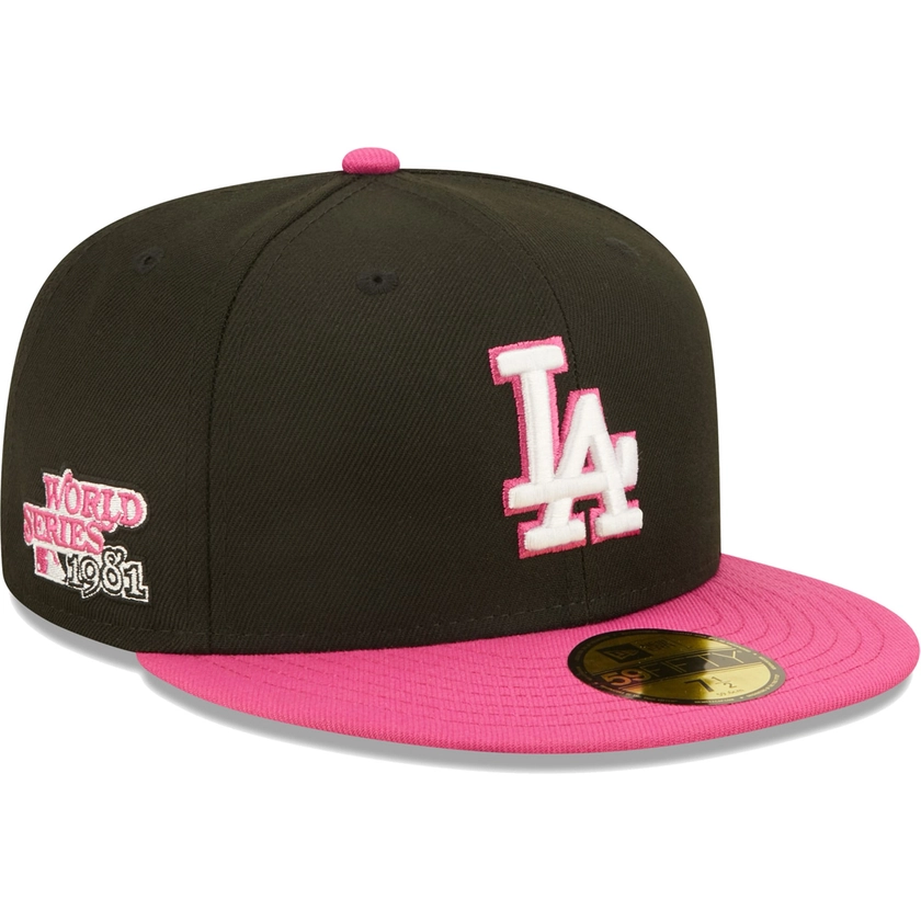 Men's Los Angeles Dodgers New Era Black/Pink 1981 World Series Champions Passion 59FIFTY Fitted Hat