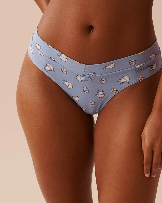 Cotton Thong Panty - Cat Print | la Vie en Rose