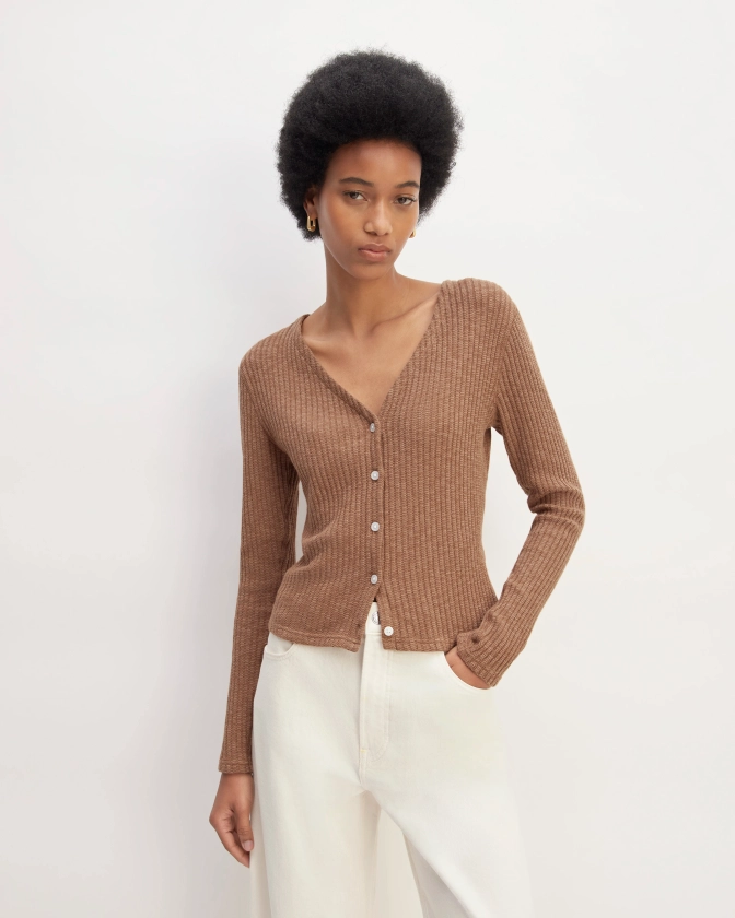 The Rib-Knit Organic Cotton V-Neck Cardigan