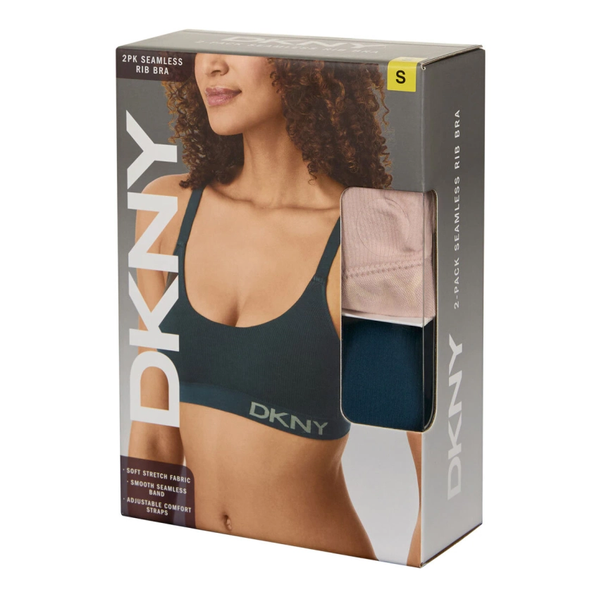 DKNY Ladies Seamless Ribbed Bralette 2 Pack | Costco UK