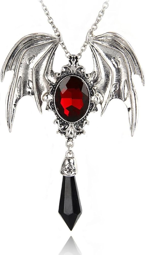 Amazon.com: Gothic Bat Wings Large pendant Necklace Vintage Victoria Crystal Necklace Punk Vampire Bat Pendant Necklace Goth Halloween Cosplay Party Jewelry Gift for Women (Red) : Clothing, Shoes & Jewelry