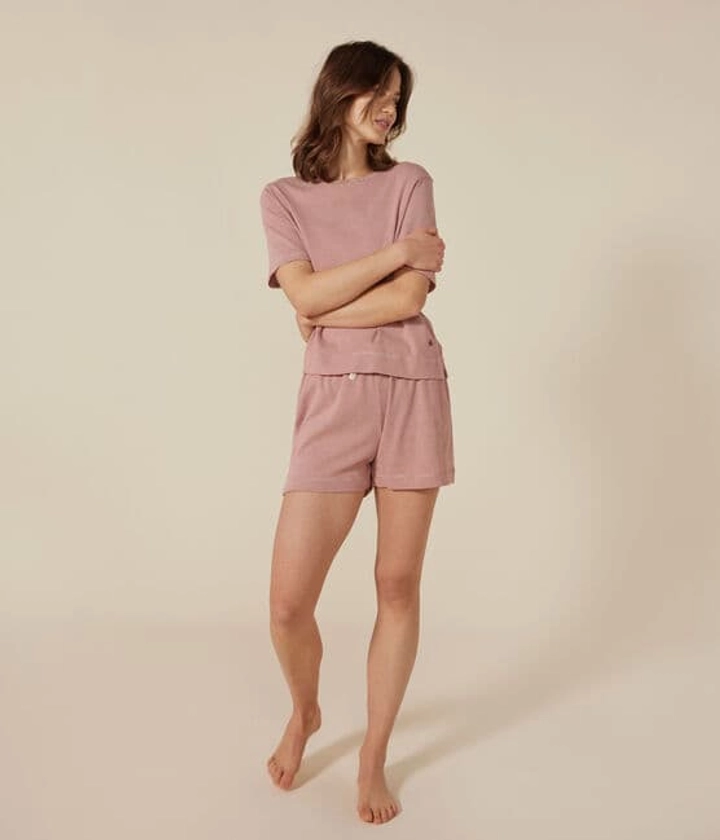 Pyjama short et tee-shirt en coton rayé femme