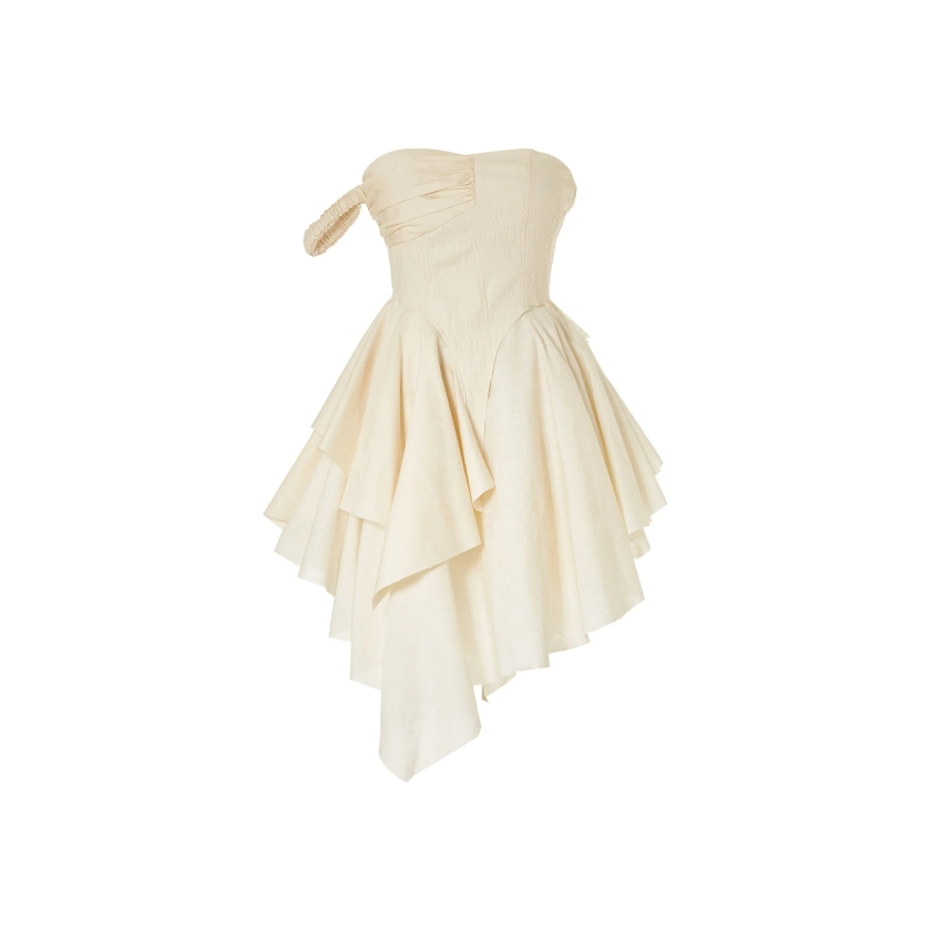 White Bandeau Short Dress