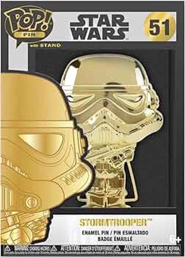 Funko Large Pop! Enamel Pin - The Mandalorian - Star Wars: Dark Side - Stormtrooper Neon - Star Wars: The Mandalorian Pin en Émail - Broche Fantaisie Mignonne à Collectionner et Sacs