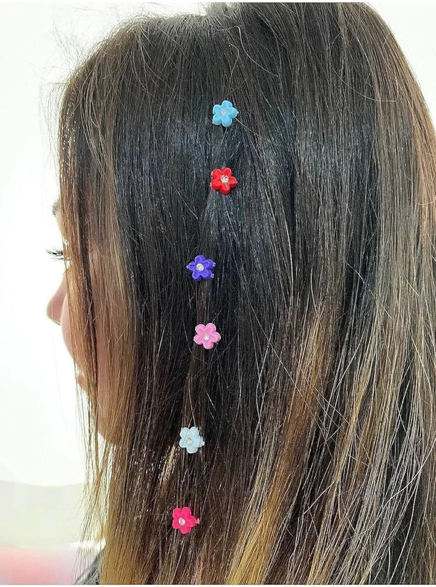 240 Pcs Mini Hair Clips - Beads for Hair, Tiny Hair Pins for Women, Colorful Floral Bangs for Girls (6 Colors)