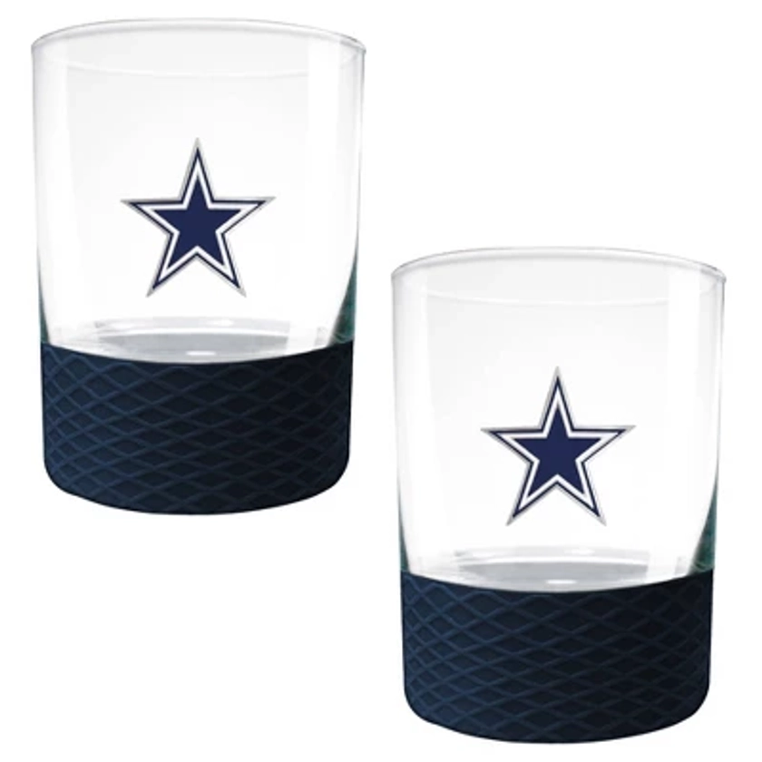 NFL Dallas Cowboys 14oz Rocks Glass Set with Silicone Grip - 2pc