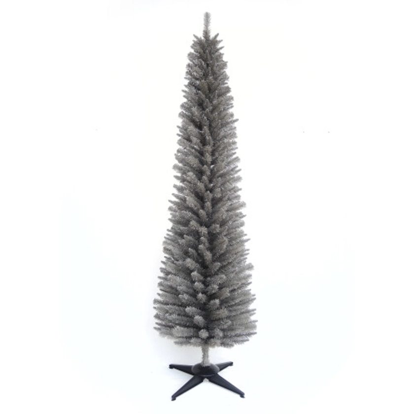 Snowtime 210cm 7ft Slim Pencil Grey Christmas Tree on OnBuy