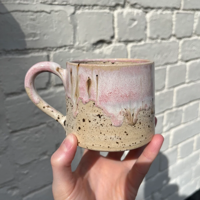 Handmade Ceramic Speckled Pink Stoneware Tea Coffee Mug 10oz - Etsy UK