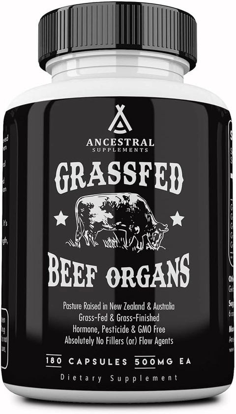 Amazon.com: Ancestral Supplements Grass Fed Beef Organ Supplement, Supports Whole Body Wellness with Proprietary Blend of Liver, Heart, Kidney, Pancreas, Spleen, Freeze-Dried Beef, Non-GMO, 180 Capsules : Health & Household