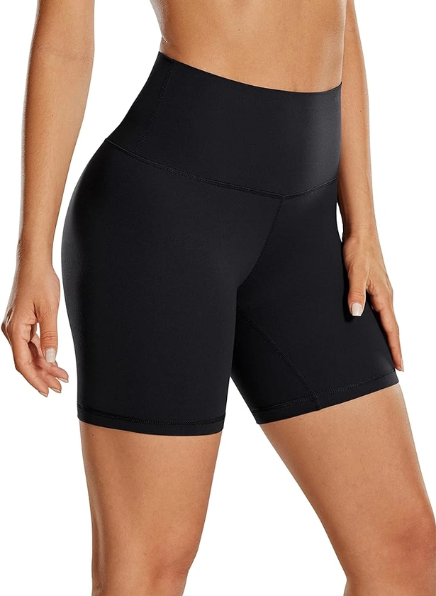 CRZ YOGA Womens ButterLuxe Biker Shorts 6 Inches - High Waisted Workout Running Volleyball Spandex Yoga Shorts