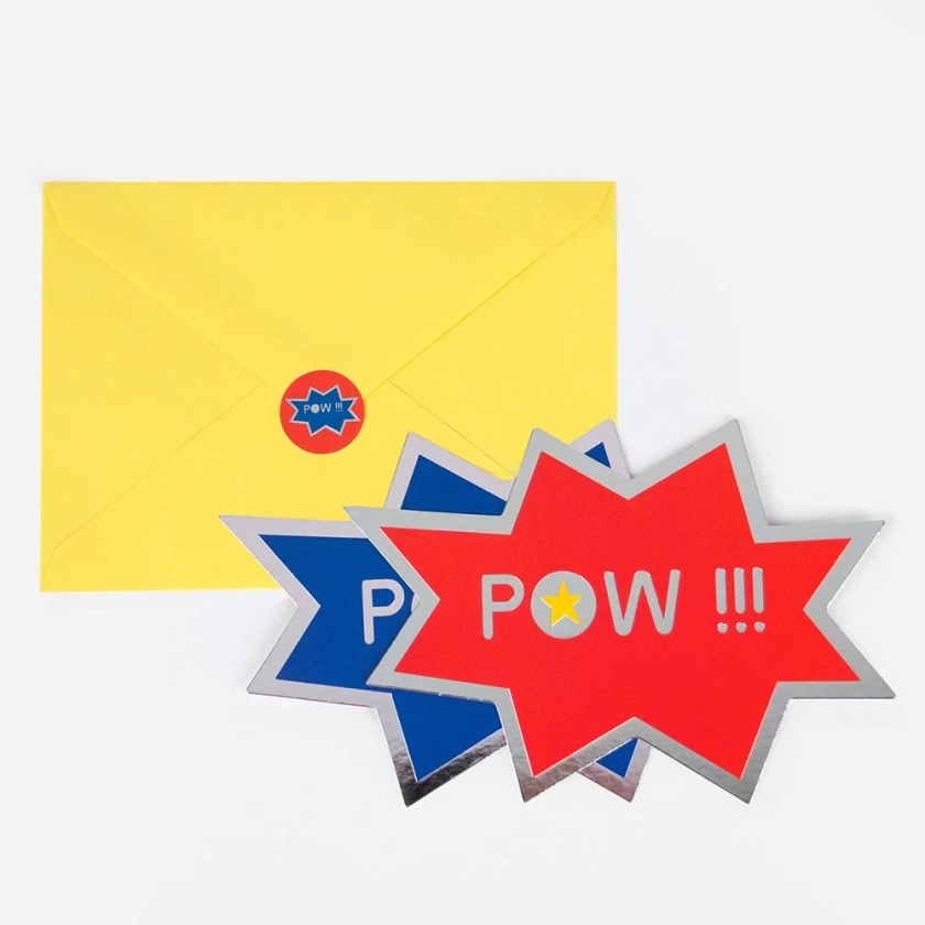 8 cartons invitations à envoyer pour anniversaire super heros