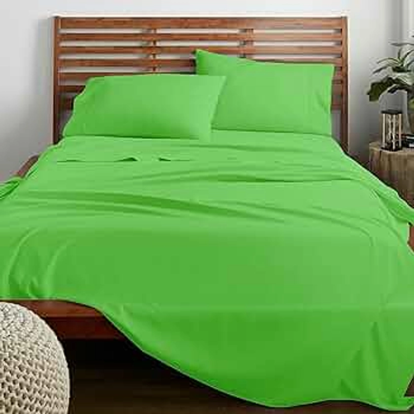 American Home Collection Full Size 4 Piece Sheet Set - Extra Soft Microfiber, Breathable, Wrinkle and Fade Resistant Luxury Bedding - Deep Pockets - Easy Fit - Lime Green Oeko-Tex Sheets