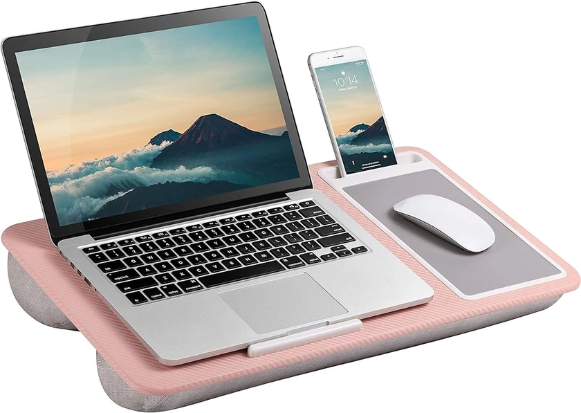 LapGear Home Office Lap Desk with Device Ledge, Mouse Pad, and Phone Holder - Pink - Fits up to 15.6 Inch Laptops - Style No. 91584 : Amazon.co.uk: Computers & Accessories