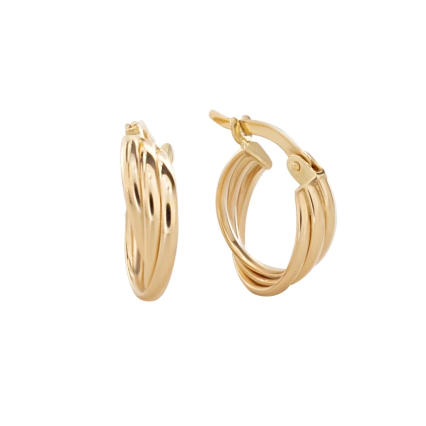 18ct Yellow Gold Swivel 13mm Hoop Earrings | Auric Jewellery