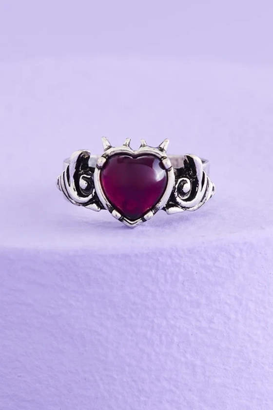 Spiked Purple Heart Ring
