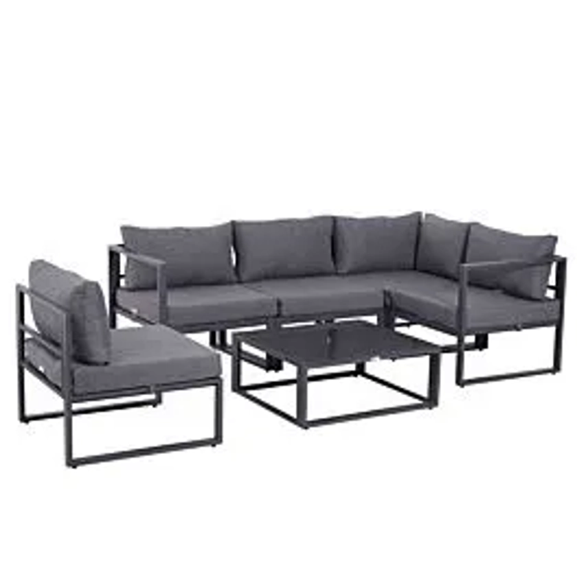 Outsunny 6pc Sectional Sofa Set with Aluminum Frame