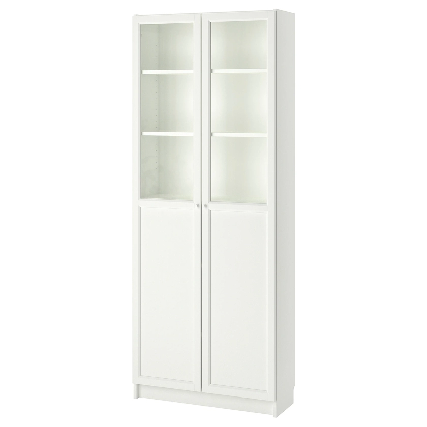 BILLY / OXBERG bibliothèque portes pleines/vitrées, blanc, 80x30x202 cm - IKEA