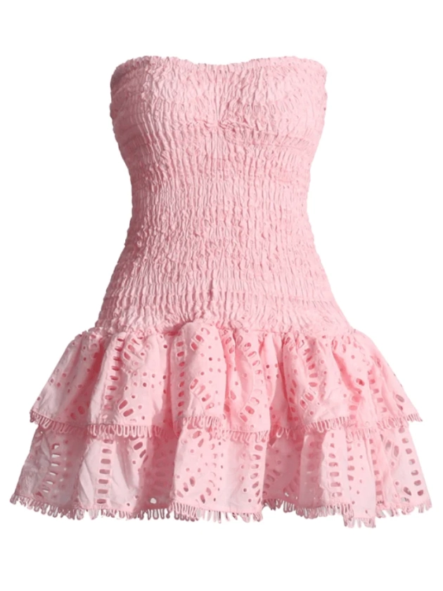 Cora Strapless Print Mini Dress - Pink