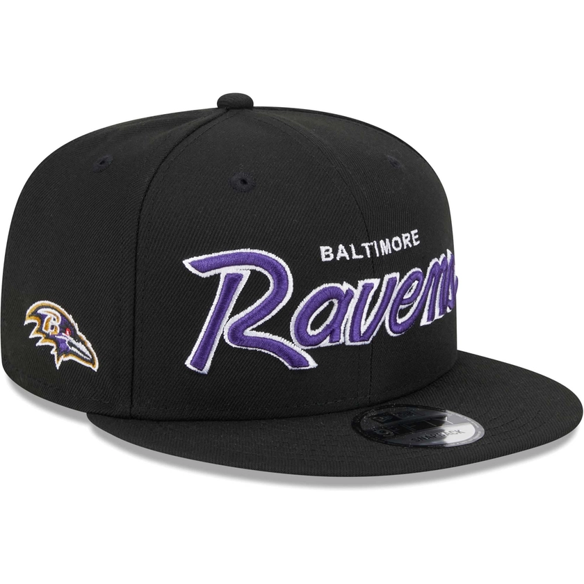 Men's Baltimore Ravens New Era Black Main Script 9FIFTY Snapback Hat