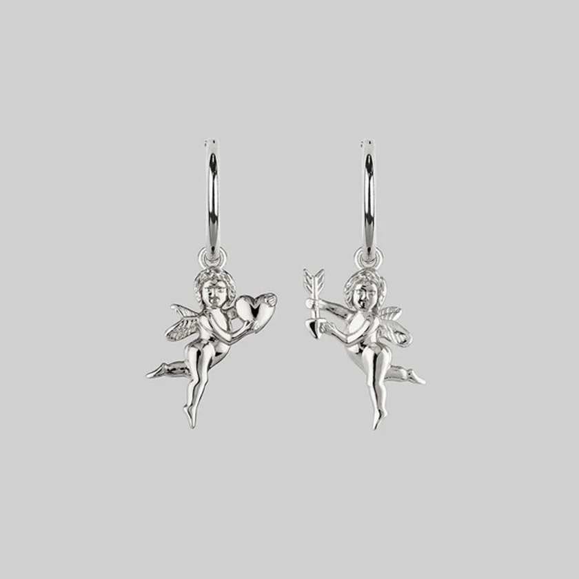 Cupid & Psyche Lovers Hoop Earrings - Silver – REGALROSE