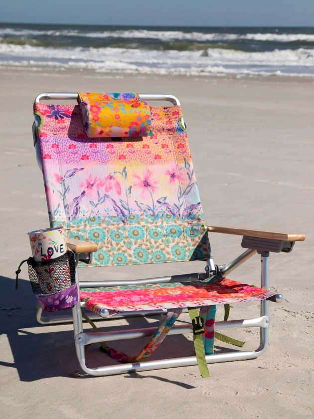 Backpack Beach Chair - Folk Flower Patchwork