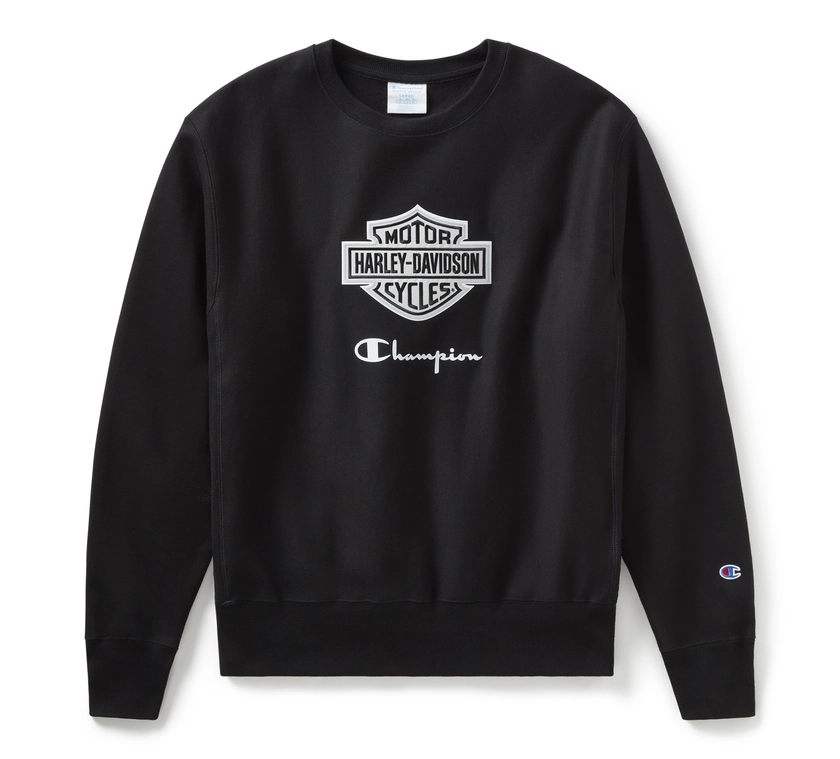 Champion x Harley-Davidson Fanatic Crew Neck Sweatshirt - Black & Silver Champion | Harley-Davidson USA