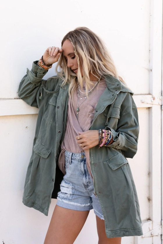 Layers On Layers Perfect Boho Parka - Olive