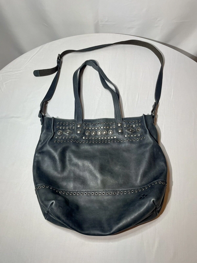 Patricia Nash Italian Leather Black Studded Crossbody Bag LARGE