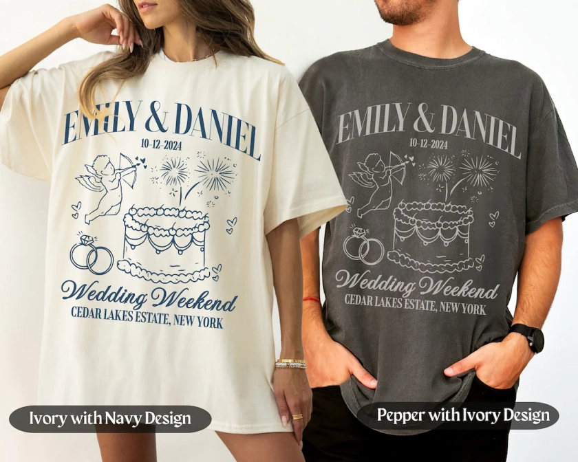 Personalized Cocktail Wedding Shirt with Location, Wedding Guests Merch For Luxury Wedding, Wedding Party Favors, Wedding Party Social Club