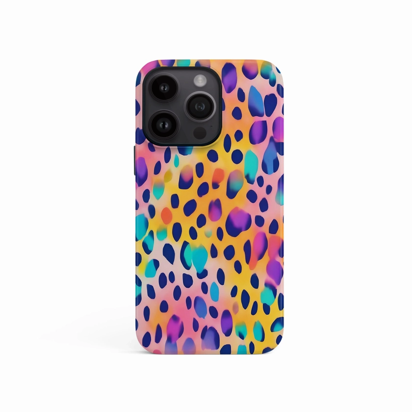 Abstract Rainbow Leopard Spots Print Case