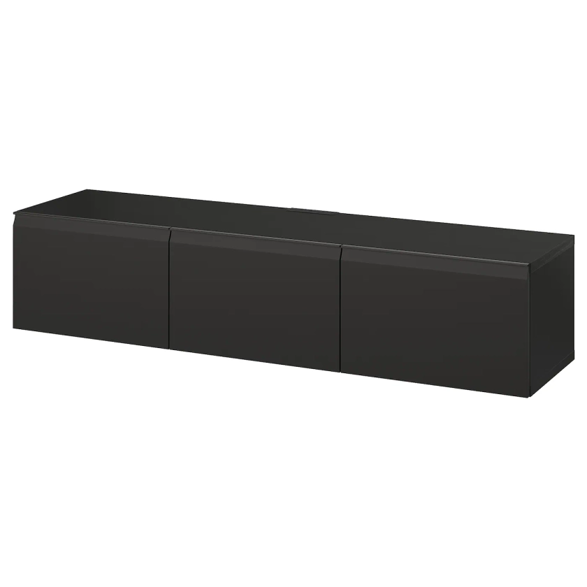 BESTÅ TV bench with doors - black-brown Hammarsmed/anthracite - IKEA