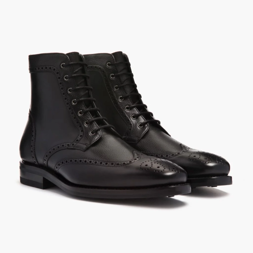 Men&#39;s Wingtip Lace-Up Boot In Black Leather - Thursday Boot Company