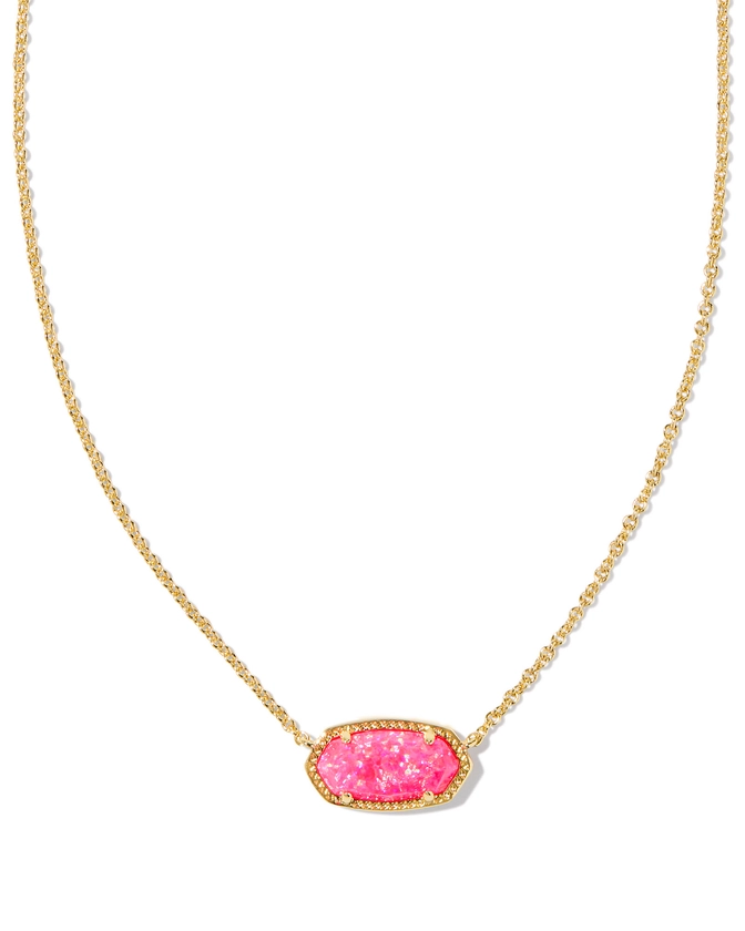 Elisa Gold Pendant Necklace in Bright Pink Kyocera Opal | Kendra Scott