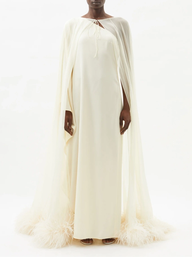 Grace feather-trimmed silk-chiffon cape | Taller Marmo