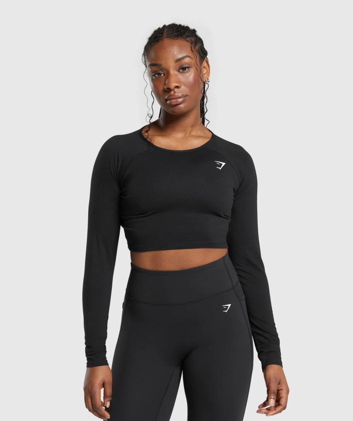 Gymshark Lifting Essential Long Sleeve Crop Top - Black