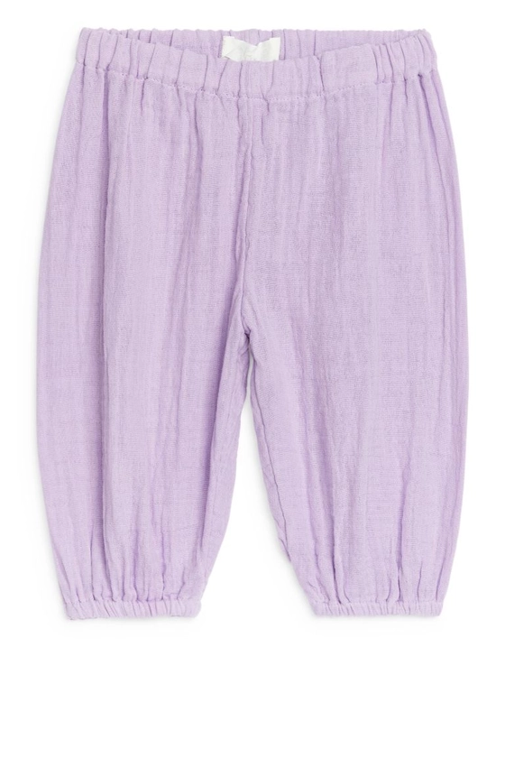 Cotton Muslin Trousers - Regular waist - Long - Lilac - Kids | H&M GB
