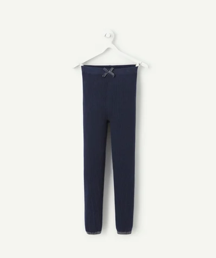 Legging fille en coton bio côtelé bleu marine - black iris | TAO Kids by Tape à l'œil