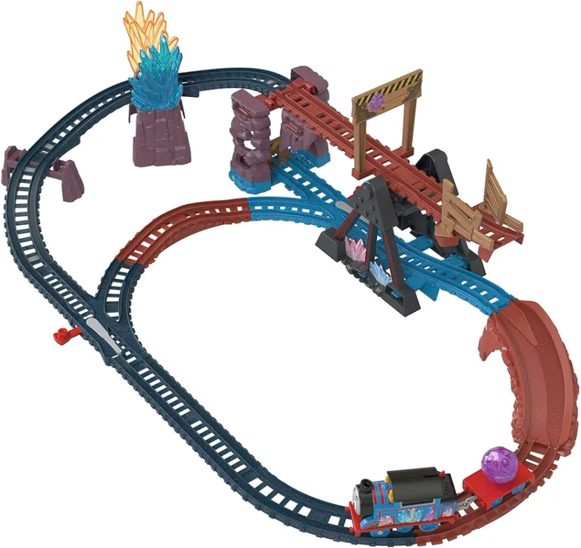 Thomas & Friends Motorized Toy Train Set Crystal Caves Adventure with Thomas, Tipping Bridge & 8 Ft of Track for Kids Ages 3+ Years, HMC28