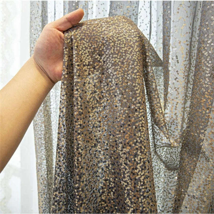 Annapolis Sequin Sheer Curtain - Gray Gold