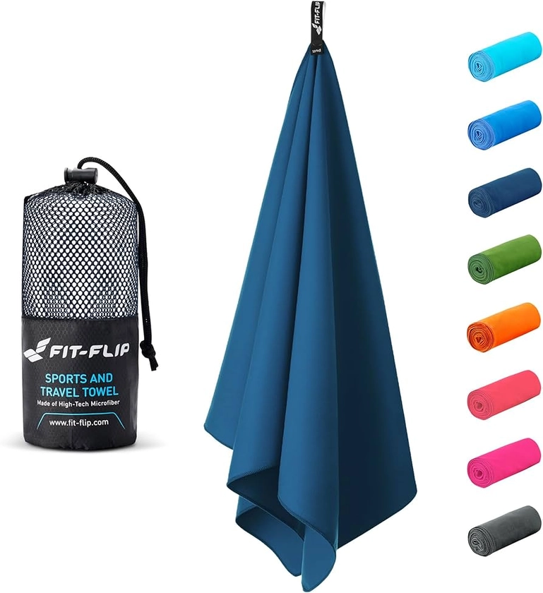 Fit-Flip Microfaser Handtücher - kompakt und leicht - Mikrofaser Handtuch schnelltrocknend - als Reisehandtuch, Sporthandtuch, Strandtuch - Badetuch groß (1x 120x60cm, Navy Blau) : Amazon.de: Sport & Freizeit