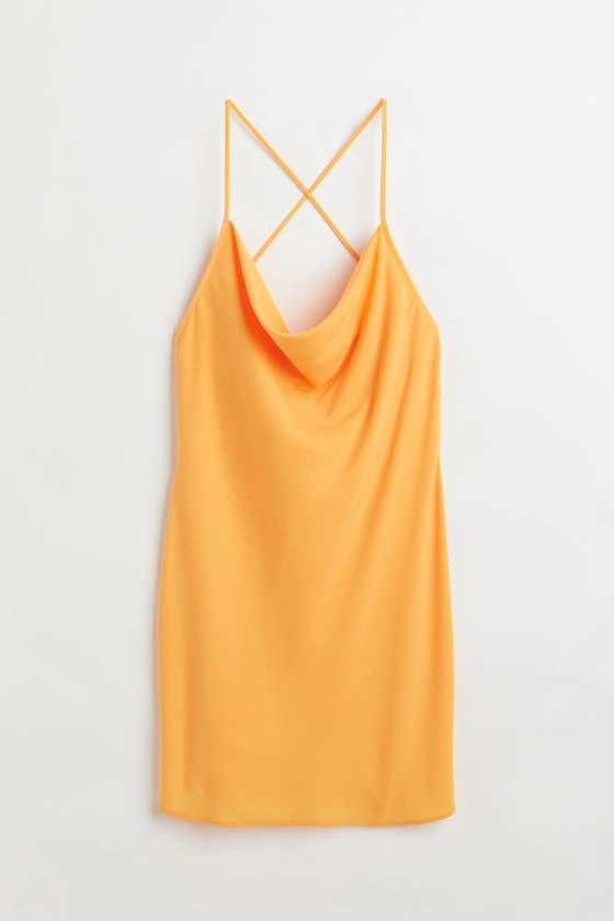 Short slip dress - Cowl neck - Sleeveless - Yellow - Ladies | H&M GB