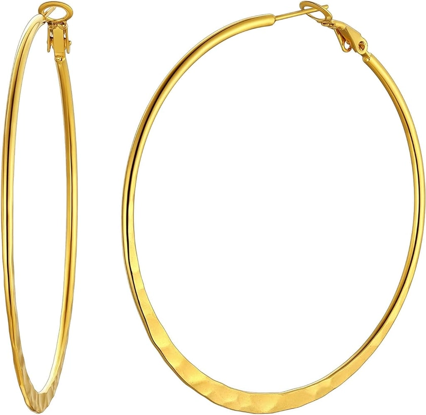 Stainless Steel/18K Gold/Black Plated Hoop Earrings for Women 30/40/60/80mm Hoops Hypoallergenic Fashion Jewelry(Gift Wrapped)